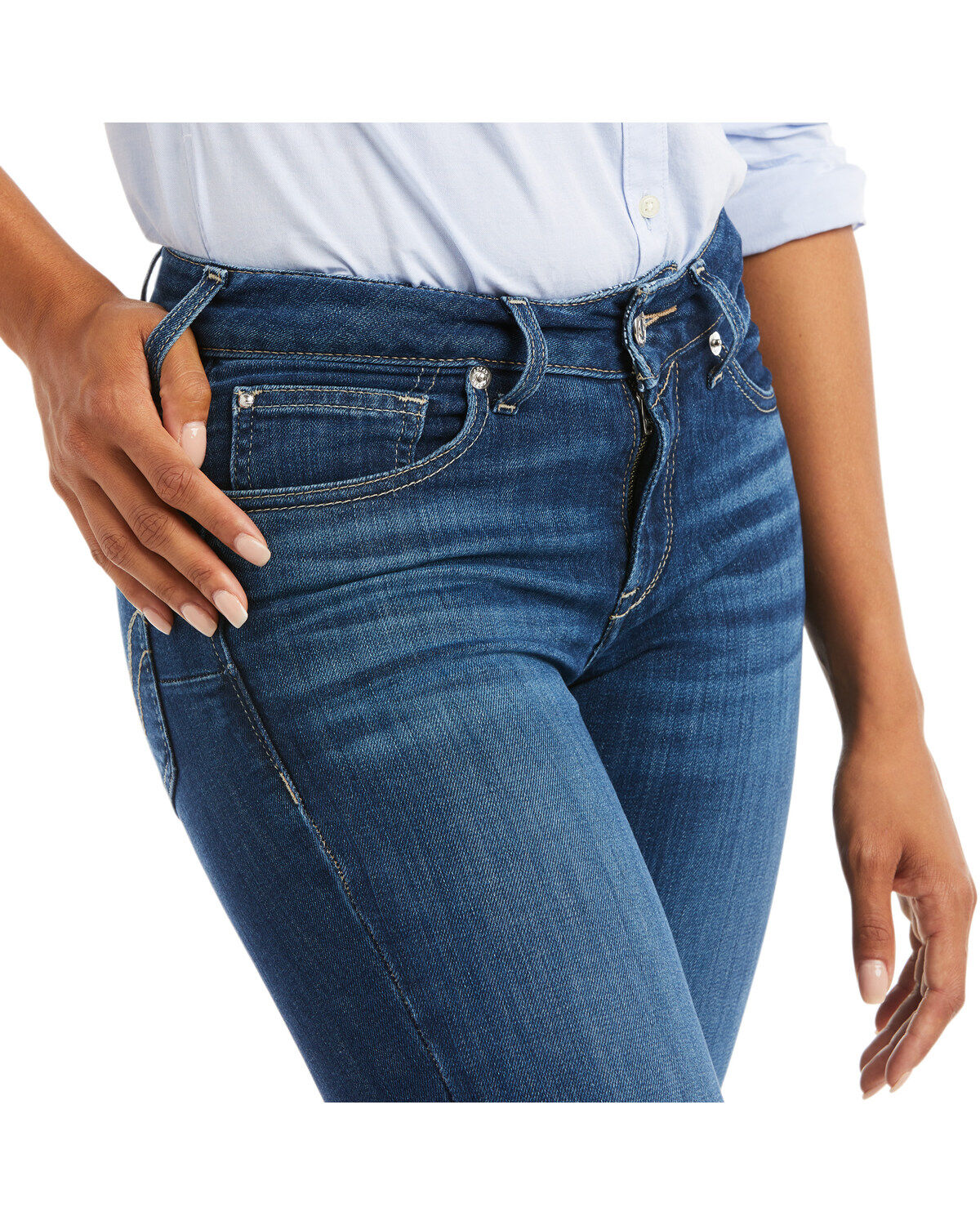 Image #2 - Ariat Women's Perfect Rise Stretch Abby Straight Mackenzie Jeans, Blue, hi-res