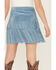 Image #4 - Rock & Roll Denim Women's Embellished Faux Suede Fringe Mini Skirt, Light Blue, hi-res
