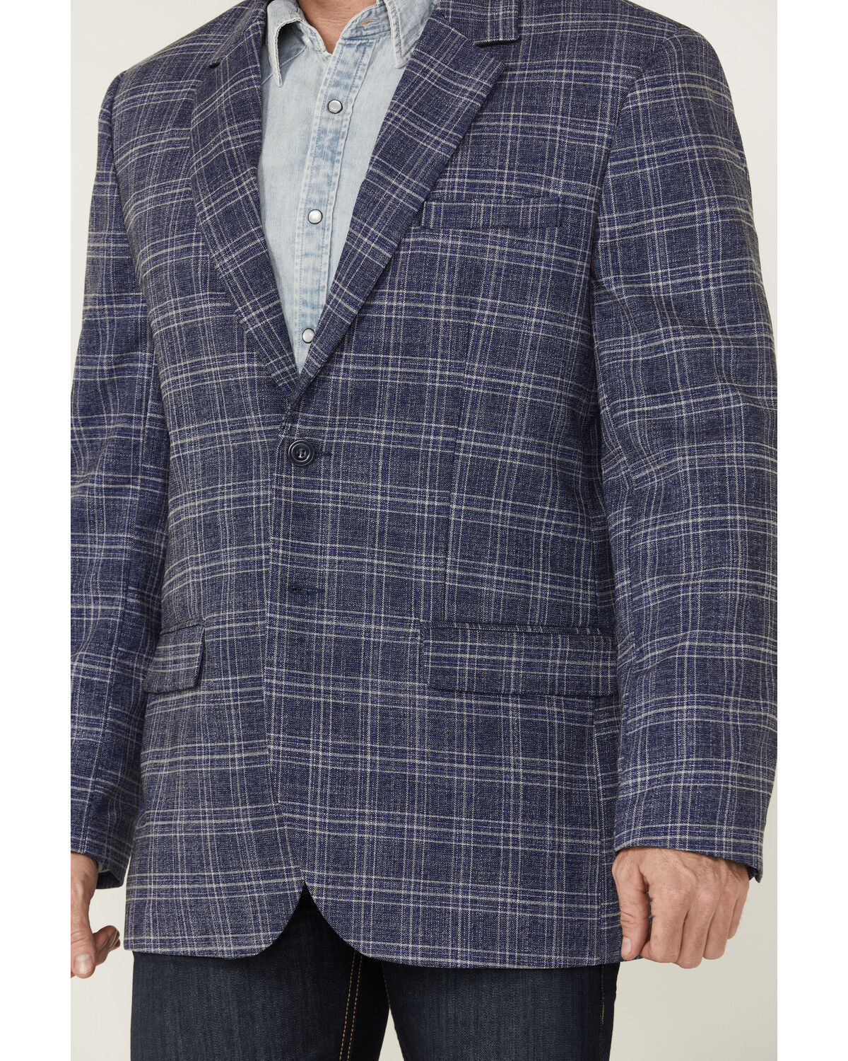 Image #3 - Rock & Roll Denim Men's Plaid Print Modern Fit Sportcoat, Blue, hi-res