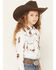 Image #2 - Cowgirl Hardware Girls' Vintage Cowgirl Long Sleeve Snap Stretch Western Shirt, White, hi-res