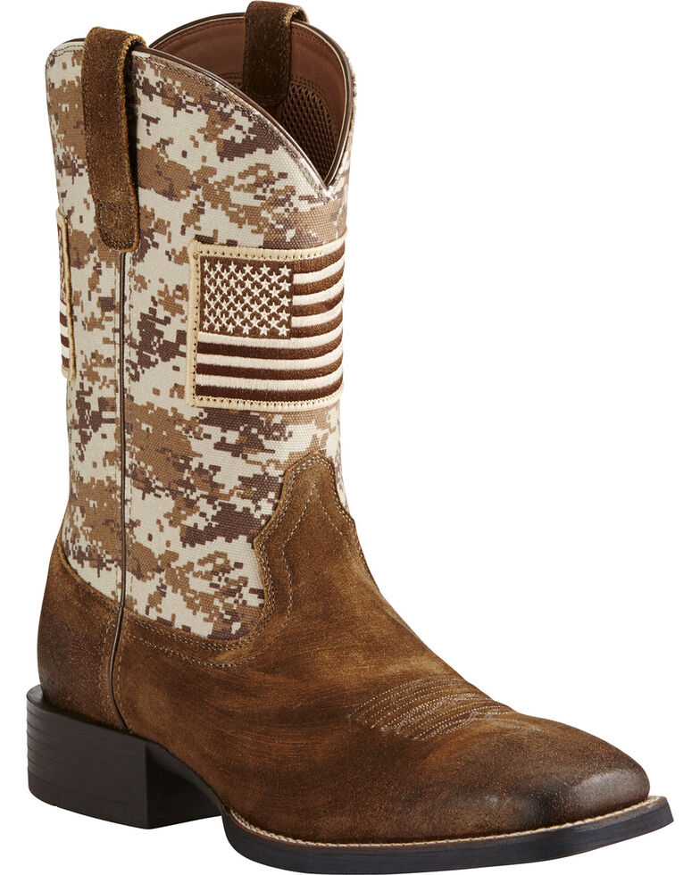 Ariat Men's Camo Patriot Western Boots, Brown, hi-res