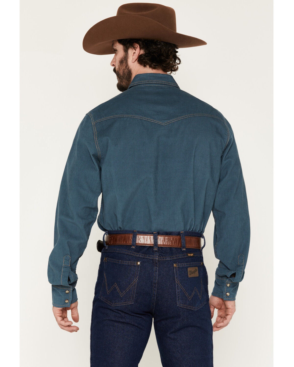 Image #4 - Wrangler Retro Men's Corduroy Solid Long Sleeve Snap Western Shirt - Tall, Indigo, hi-res