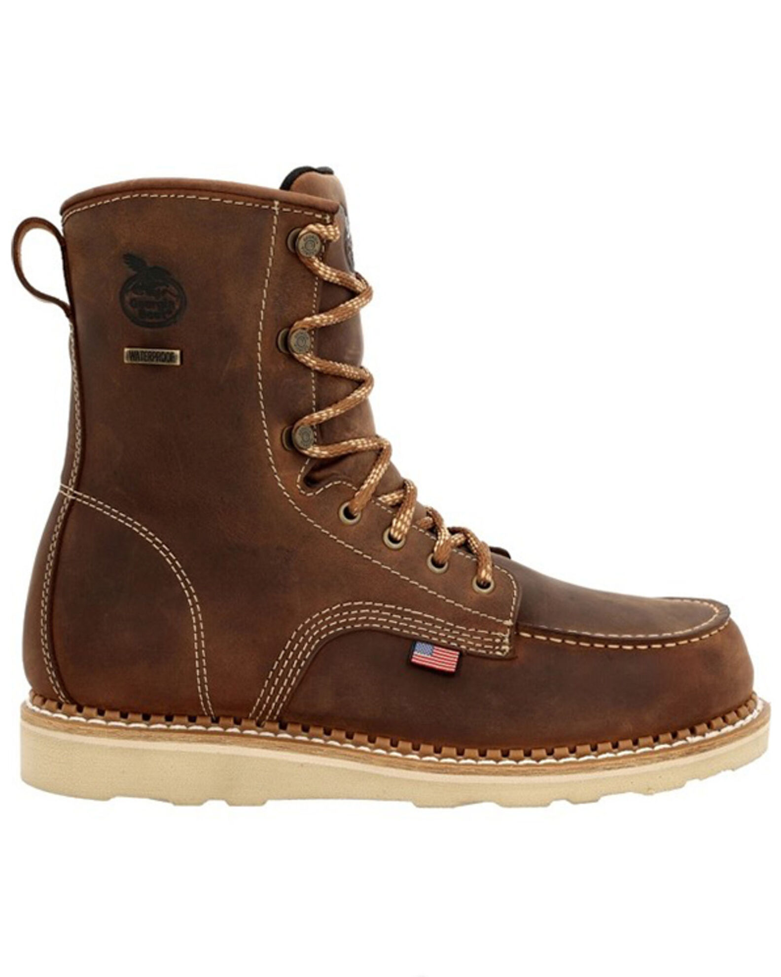 Georgia Boot Men s 8 Waterproof Wedge USA Lace Up Boots Moc Toe Boot Barn