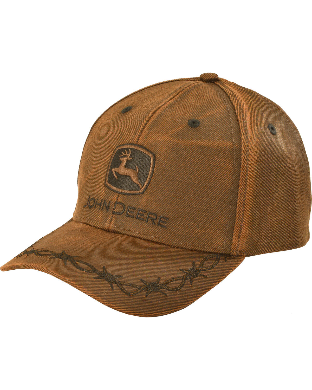 Image #1 - John Deere Oilskin Look Patch Casual Cap, Brown, hi-res
