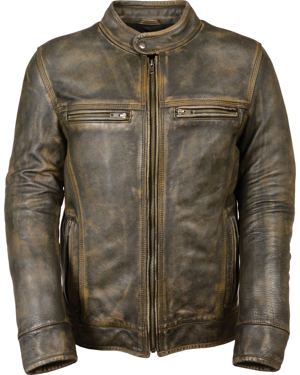 Milwaukee Leather Men's Distressed Scooter Jacket with Venting - Big - 4X, Black/tan, hi-res