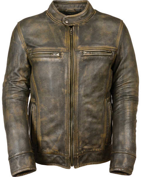 Milwaukee Leather Men's Distressed Scooter Jacket with Venting - Big - 4X, Black/tan, hi-res