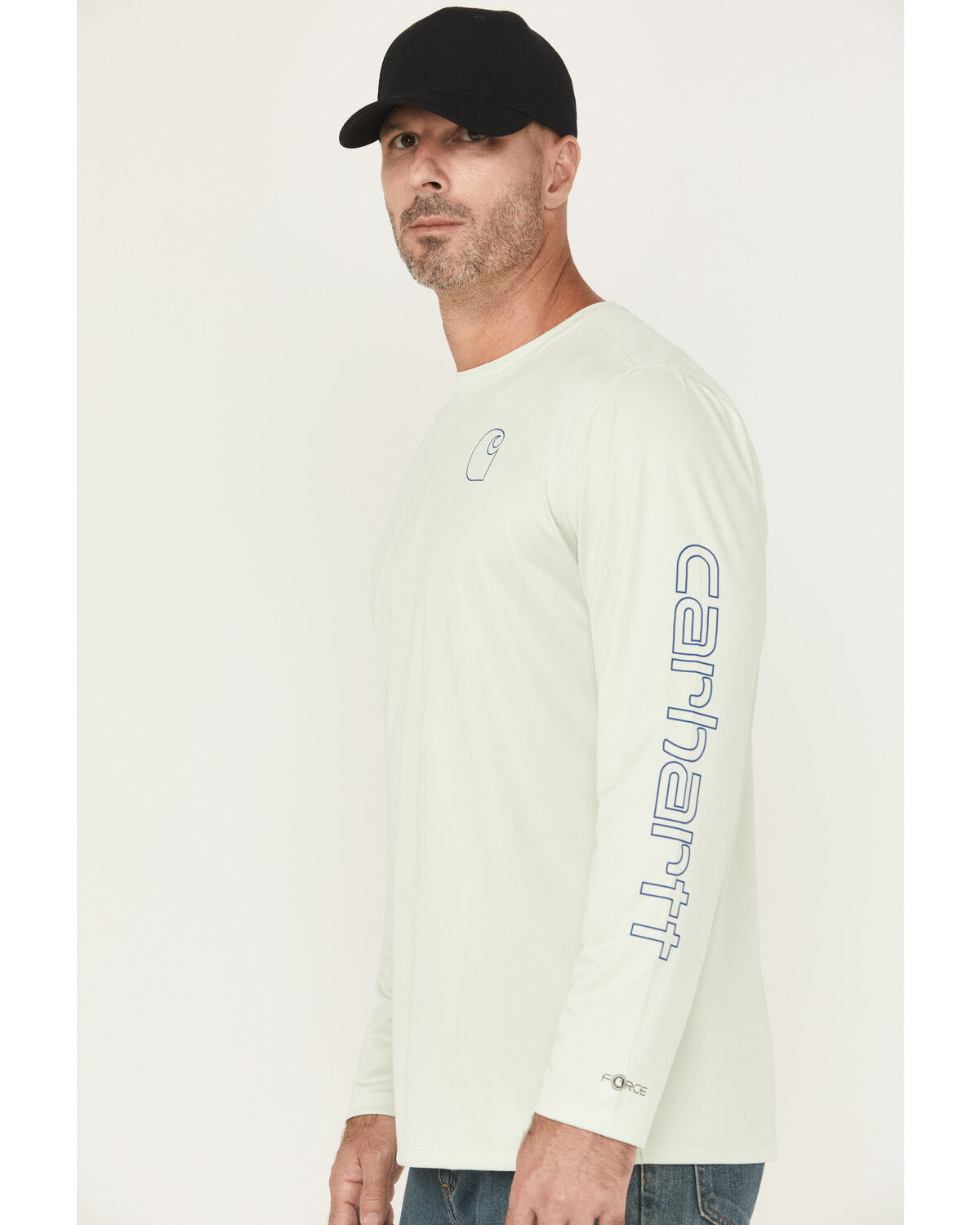 Image #2 - Carhartt Men's Force Sun Defender™ Lightweight Long Sleeve Hooded Graphic T-Shirt, Light Green, hi-res