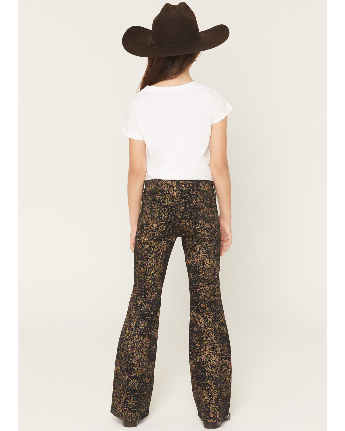 Image #3 - Rock & Roll Denim Girls' Paisley Distressed Flare Stretch Jeans, Black, hi-res