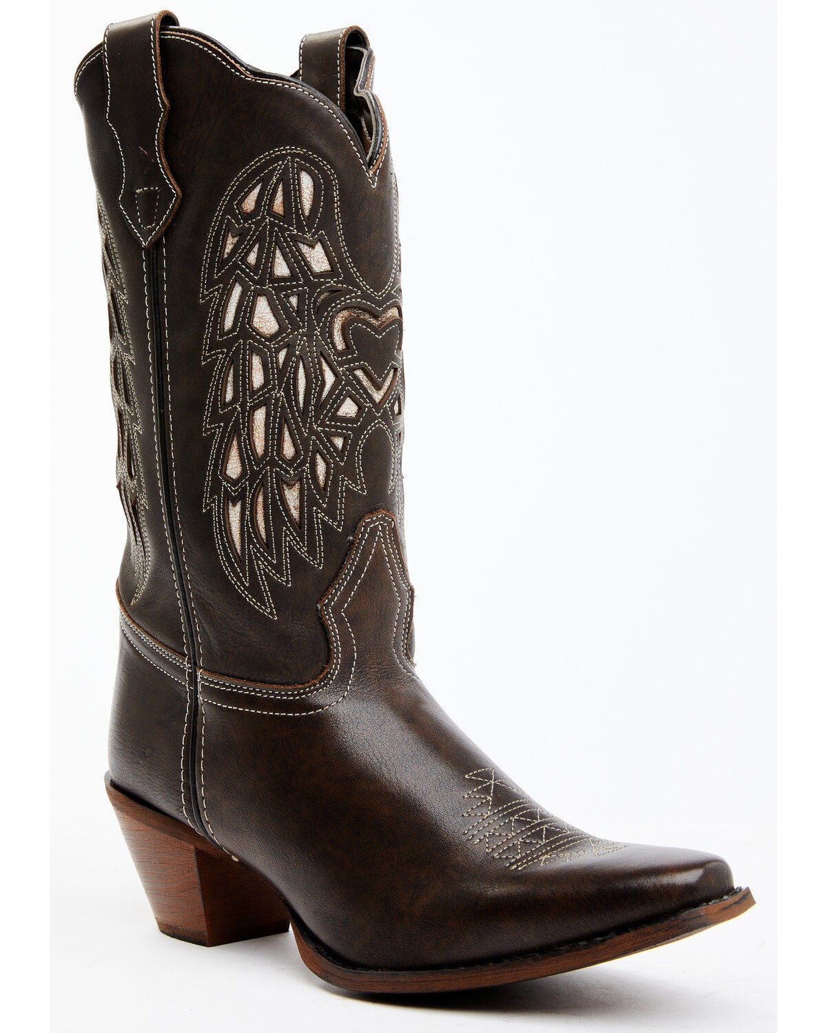 Laredo Women's Heart Angel Wing Cowboy Western Boot - Snip Toe, Dark Brown, hi-res