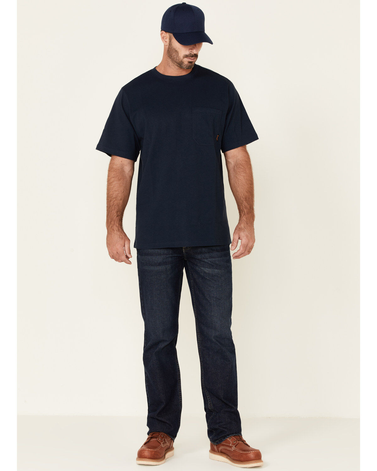 Image #2 - Hawx Men's Solid Navy Forge Short Sleeve Work Pocket T-Shirt, Navy, hi-res