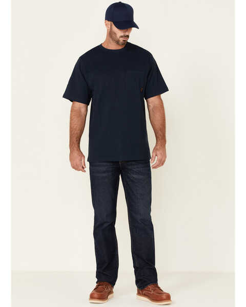 Image #2 - Hawx Men's Solid Navy Forge Short Sleeve Work Pocket T-Shirt , Navy, hi-res