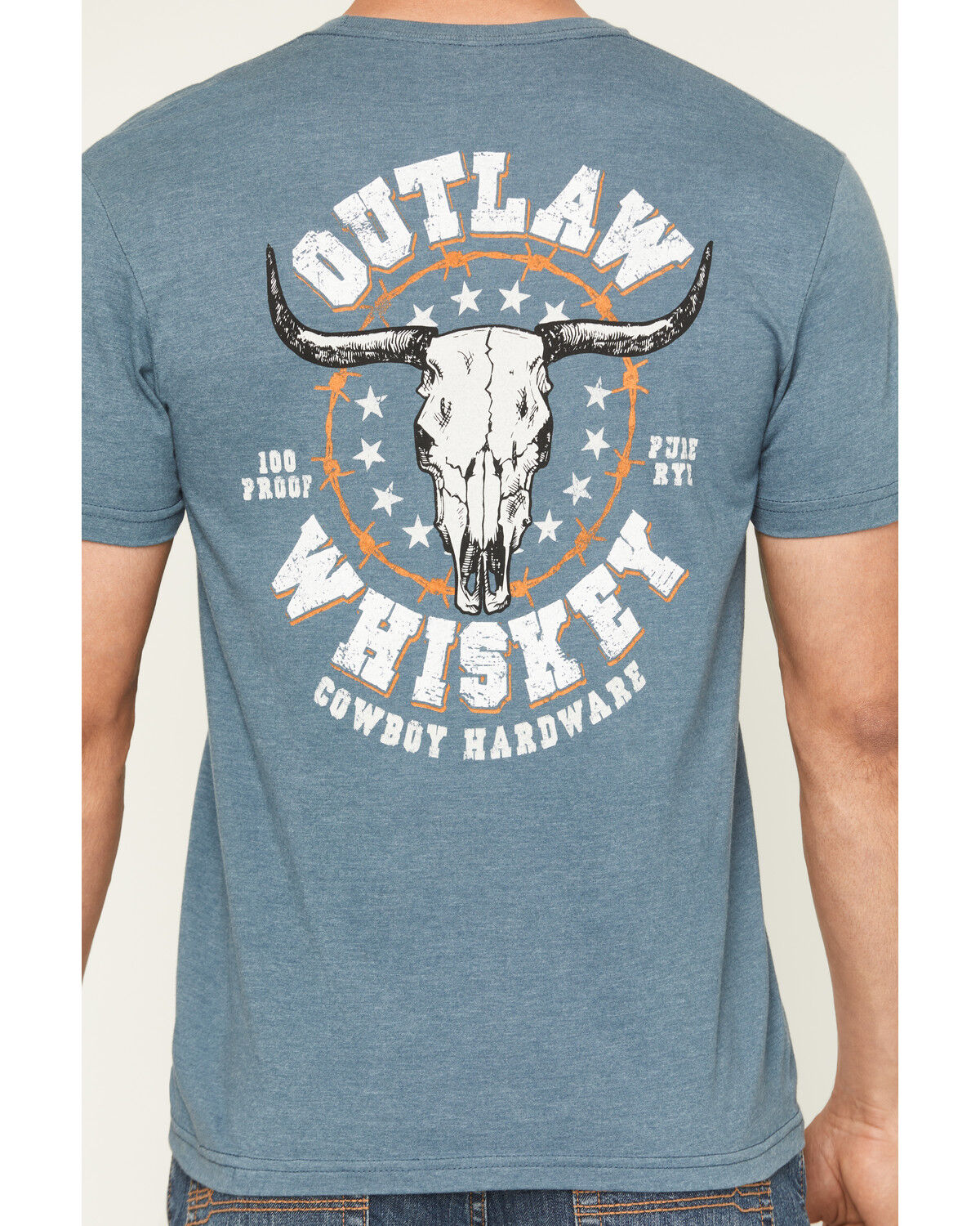 Image #4 - Cowboy Hardware Men's Outlaw Whiskey Short Sleeve Graphic T-Shirt, Blue, hi-res