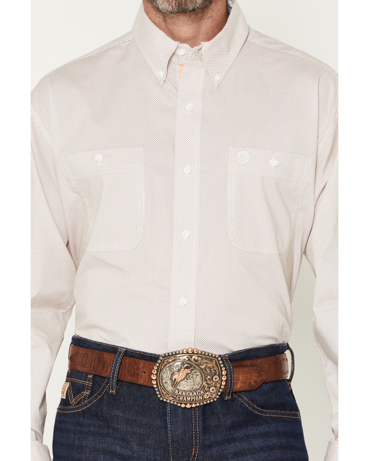 Image #3 - George Strait by Wrangler Men's Geo Print Long Sleeve Button-Down Stretch Western Shirt, Orange, hi-res