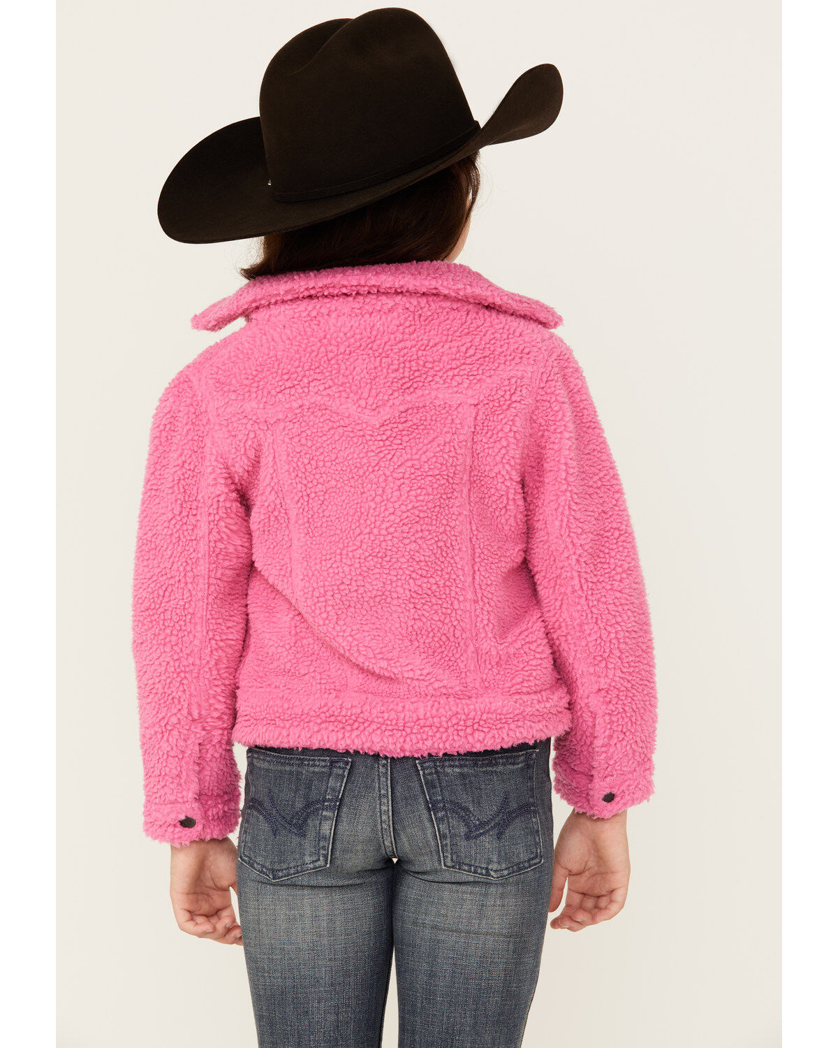 Image #4 - Wrangler Girls' Sherpa Snap Jacket, Pink, hi-res