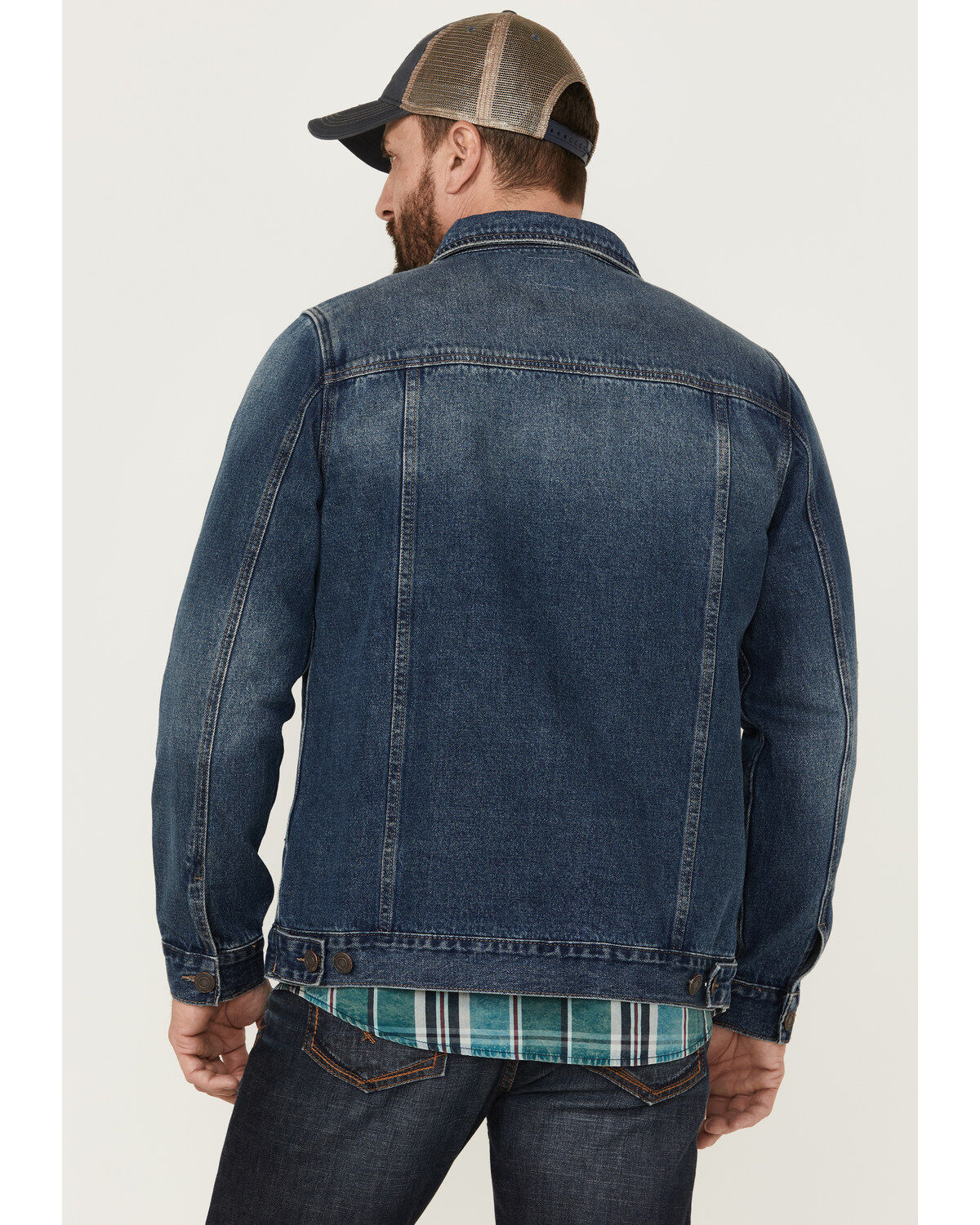 Image #4 - Moonshine Spirit Men's Dark Wash Button-Front Unlined Denim Trucker Jacket, Dark Wash, hi-res