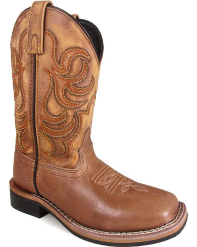 Smoky Mountain Boys' Tan Leroy Stitched Leather Boots - Square Toe , Tan, hi-res