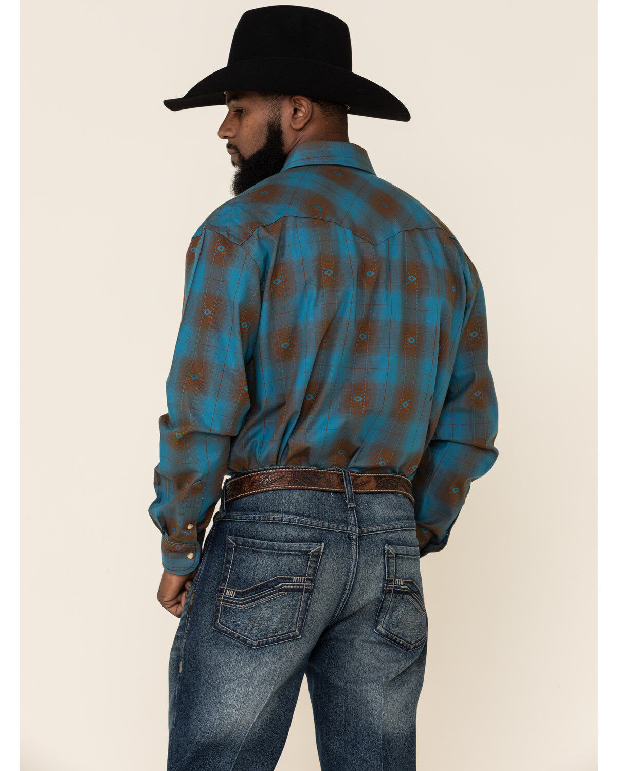 Image #4 - Rough Stock By Panhandle Men's Menlo Ombre Plaid Long Sleeve Western Shirt, , hi-res