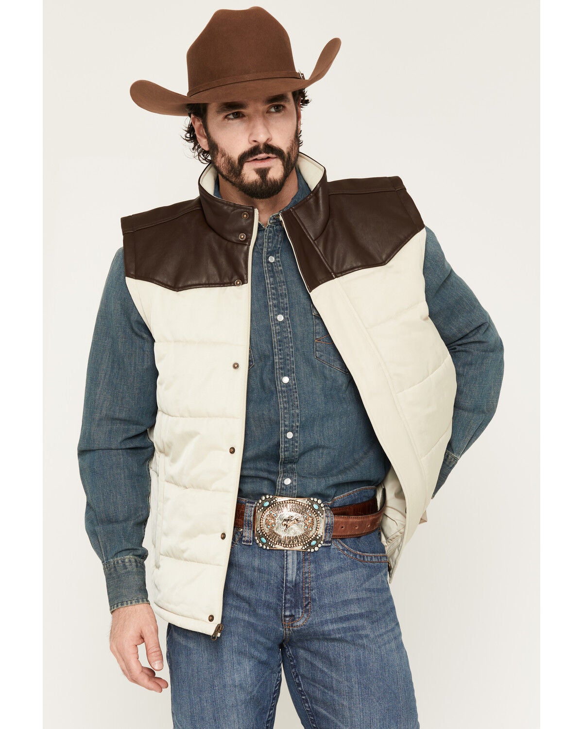 Cody James Men's Drummond Quilted Puffer Vest, Sand, hi-res