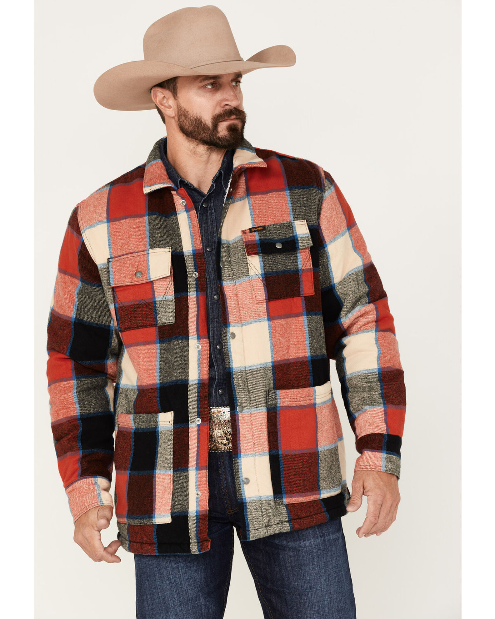 Product Name Wrangler Men s Sherpa Lined Flannel Jacket