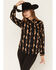 Image #1 - Ely & Walker Women's Boot Barn Exclusive Floral Striped Long Sleeve Snap Western Shirt, Black, hi-res