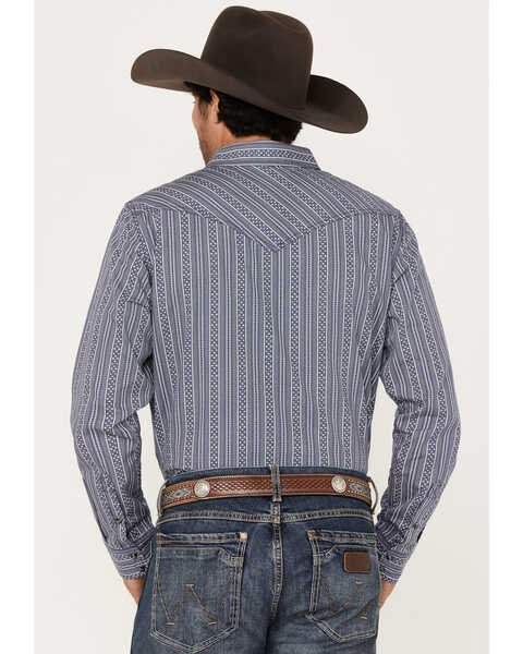 Image #4 - Cody James Men's Born N Raised Striped Long Sleeve Snap Western Shirt - Big & Tall, Navy, hi-res