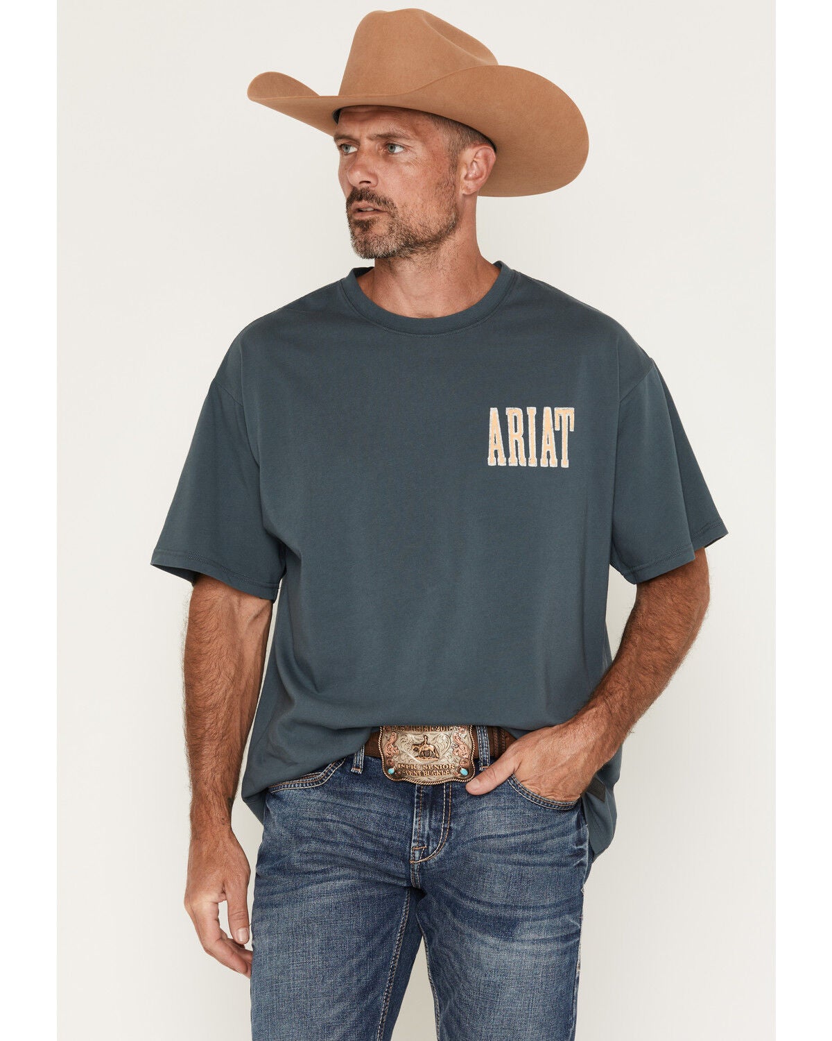 Image #2 - Ariat Men's Apex Freedom Eagle Short Sleeve Boxy Graphic T-Shirt, Slate, hi-res