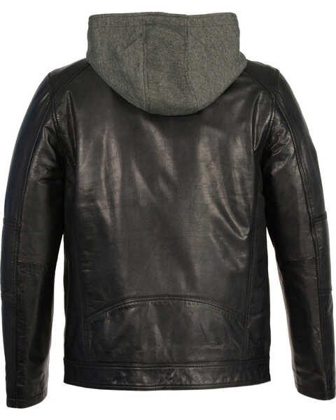 Milwaukee Leather Men's Snap Collar Leather Moto Jacket w/ Removable Hood - Big - 3X, Black, hi-res
