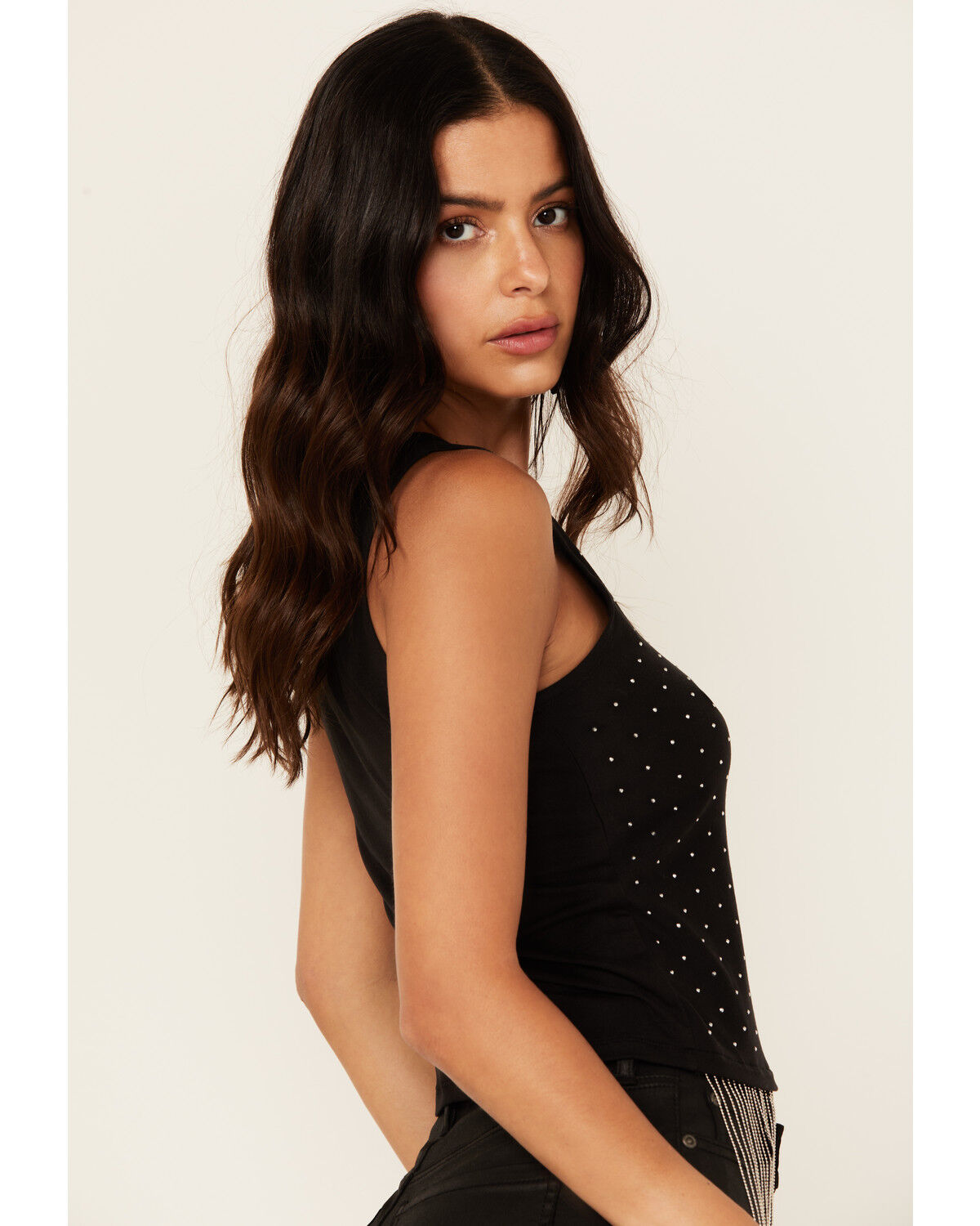 Product Name:  Rock & Roll Denim Women's Rhinestone Tassel Tank Top