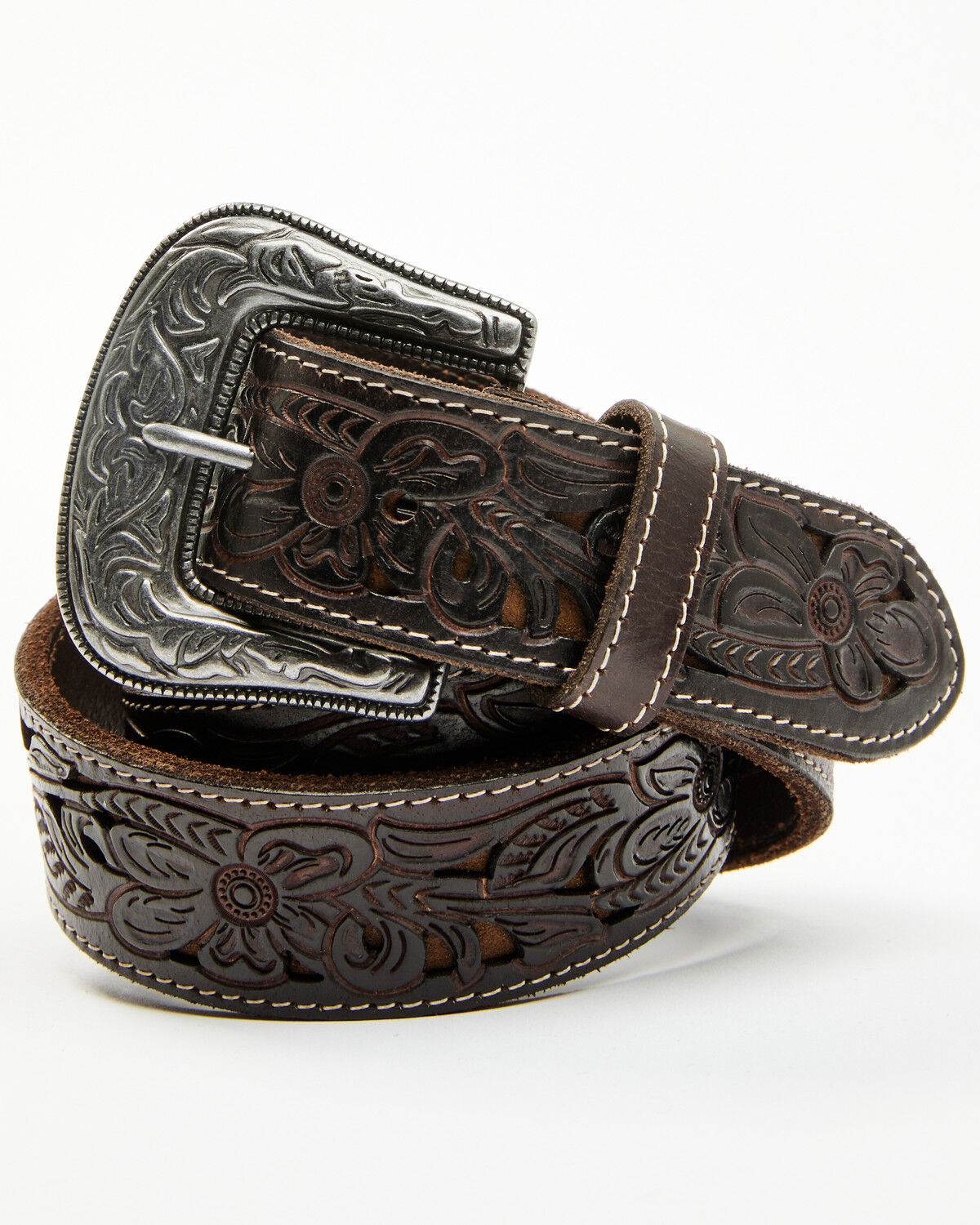 Cody James Men's Cyrus Floral Tooled Leather Belt