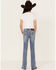 Image #1 - Grace in LA Girls' Light Wash Embroidered Floral Bootcut Jeans, Blue, hi-res