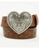 Image #1 - Shyanne Women's Valentina Embossed Heart Buckle Belt, Brown, hi-res