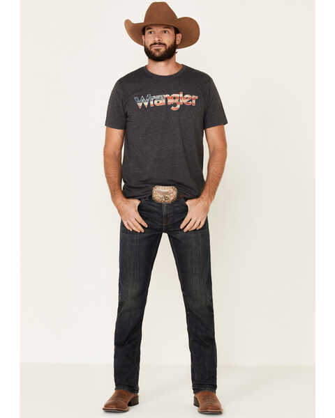 Image #2 - Wrangler Men's Charcoal Flag Logo Graphic T-Shirt , , hi-res
