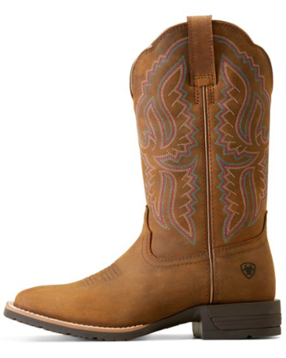 Image #2 - Ariat Women's Hybrid Ranchwork Distressed Western Boots - Broad Square Toe, Brown, hi-res