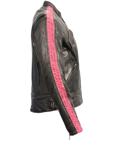 Image #2 - Milwaukee Leather Women's Crinkle Arm Lightweight Racer Leather Jacket - 3X, , hi-res