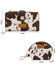 Image #2 - Wrangler X Boot Barn Women's Cow Print Wristlet Set - 3 Piece, Coffee, hi-res