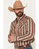 Image #2 - Gibson Trading Co Men's Cruise Control Stripe Print Long Sleeve Snap Western Shirt, Brown, hi-res