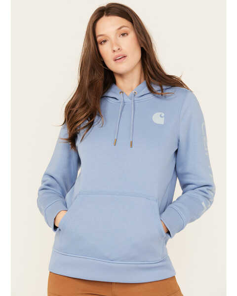 Carhartt Women's Relaxed Fit Midweight Graphic Hoodie , Light Blue, hi-res
