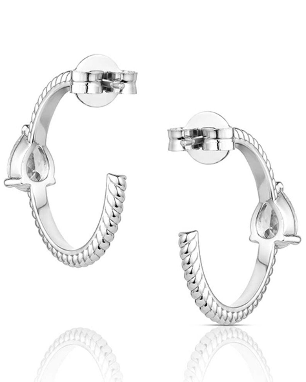 Image #2 - Montana Silversmiths Women's Wandering Trail Hoop Earrings, Silver, hi-res