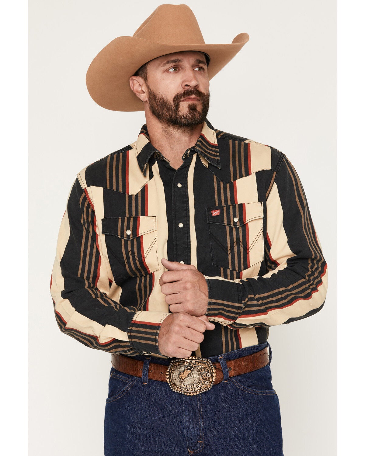 Wrangler X Coors Men's Cowboy Cut Striped Print Long Sleeve Snap
