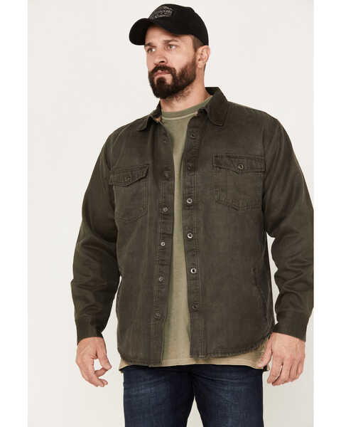 Dakota Grizzly Men's Blaize Microsuede Lined Long Sleeve Western Snap Shirt, Olive, hi-res