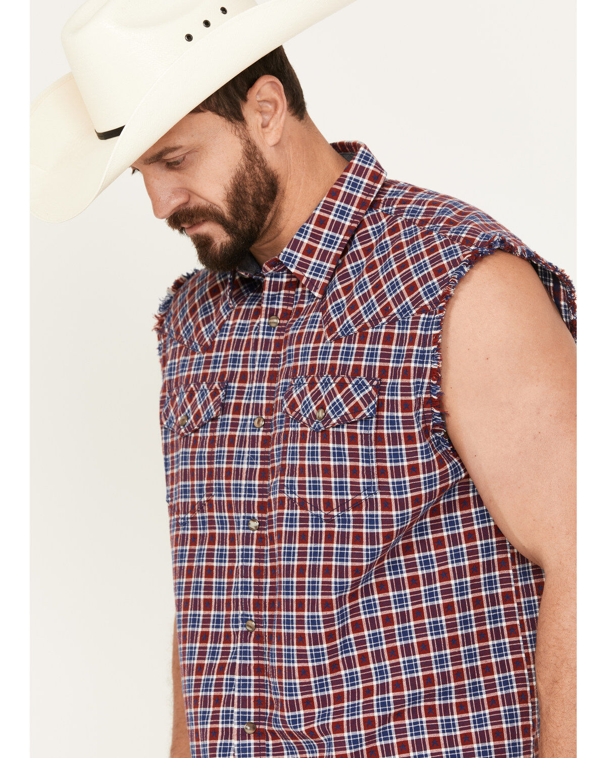 Product Name:  Cody James Men's Plaid Stars Bubba Sleeveless Western Shirt