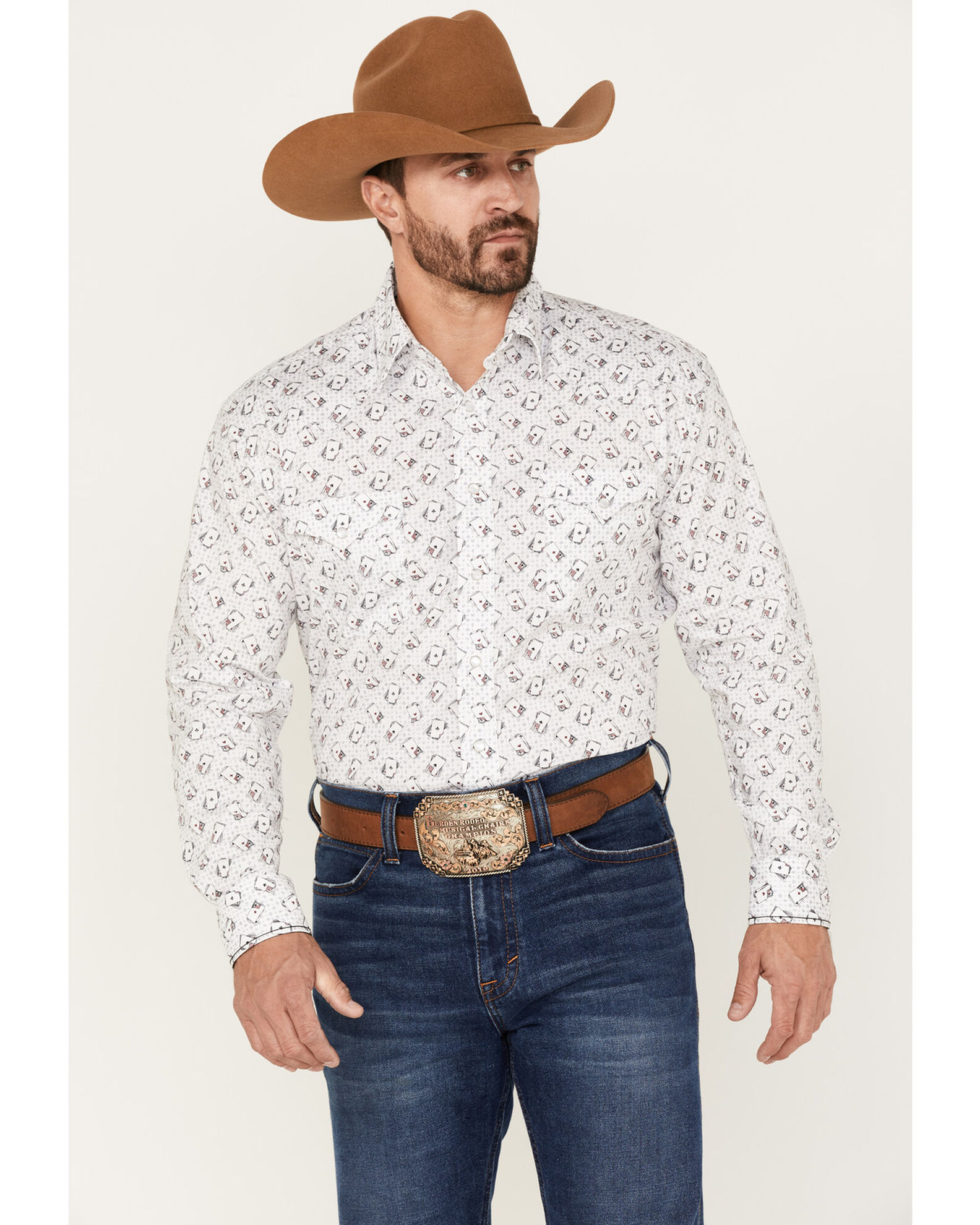 Rough Stock by Panhandle Men s Playing Card Print Long Sleeve