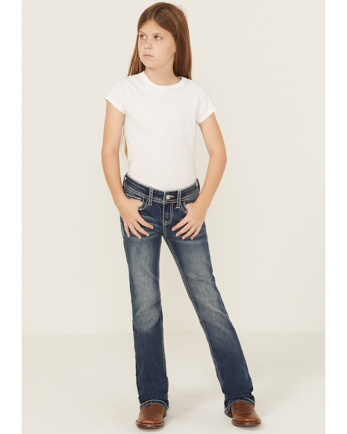 デニム・ジーパン Grace Washing Bootcut Pants DDENIM Grace in LA Women's Medium Wash Mid Rise Feather Pocket