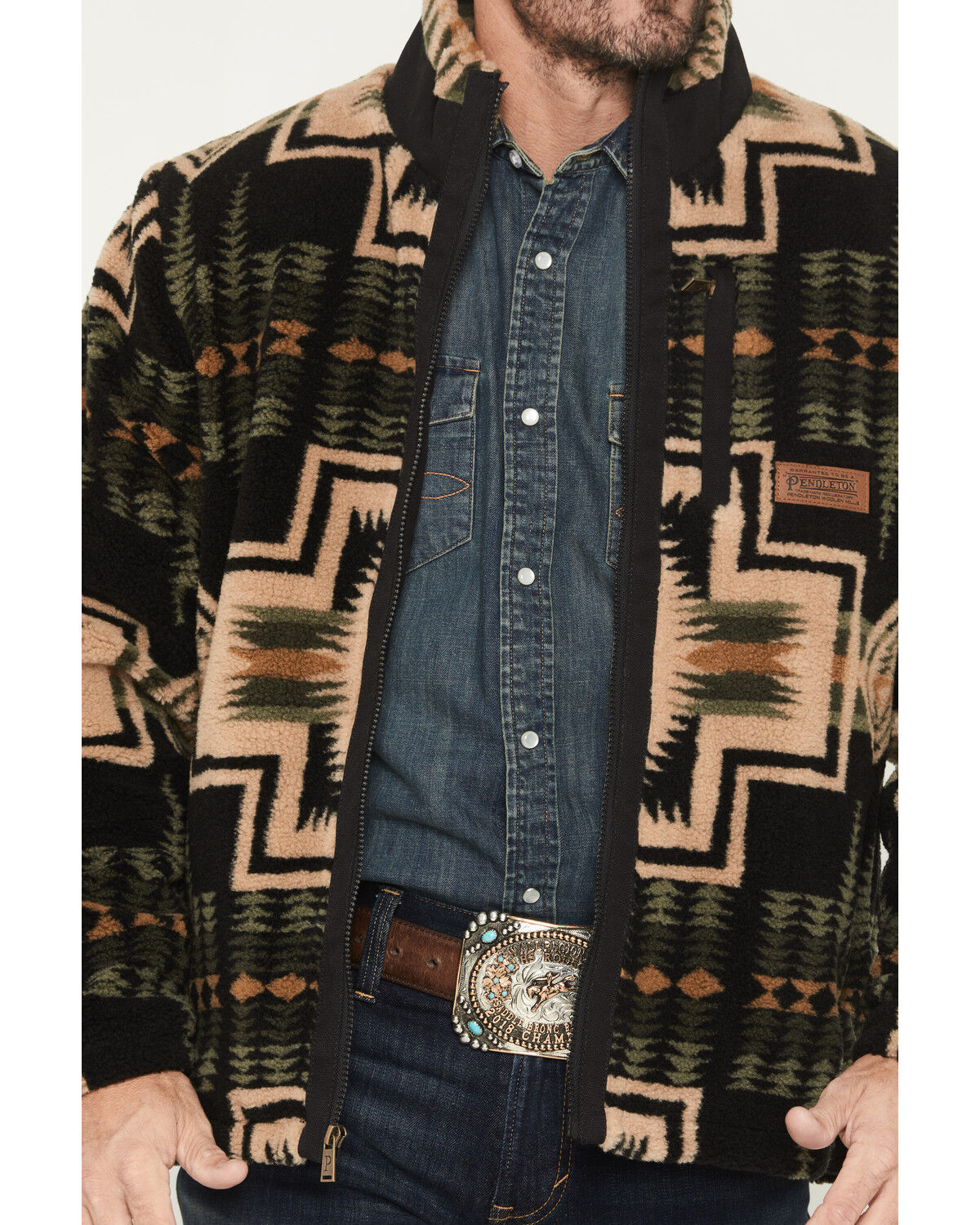 Image #3 - Pendleton Men's Tahuya Harding Printed Berber Jacket, Black, hi-res