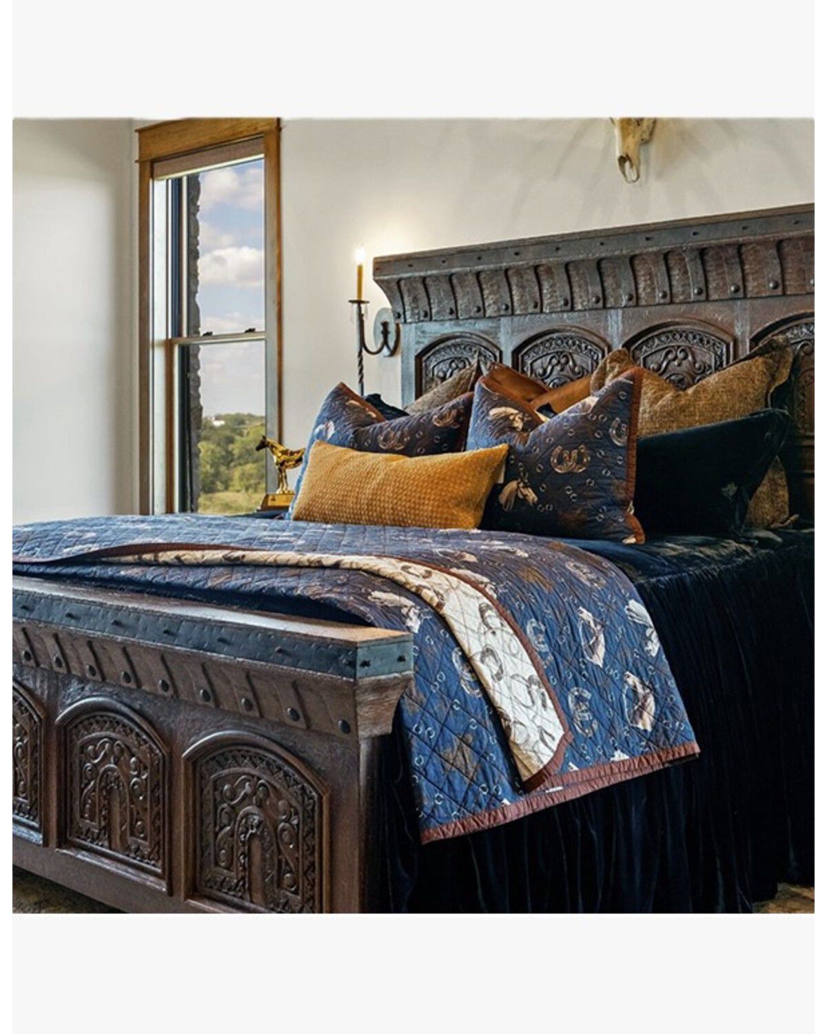 Image #1 - HiEnd Accents Saratoga Reversible Twin Size Quilt Set - 2 Piece, Navy, hi-res