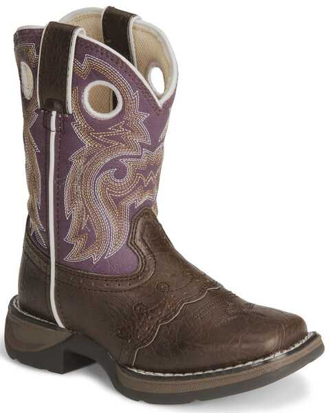 Durango Girls' Western Boots - Square Toe, Brown, hi-res