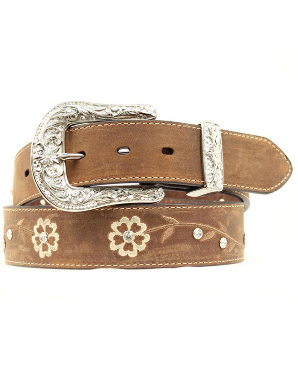 Ariat Western Womens Belt Leather Two Heart Buckle Choc Brown A1523002 