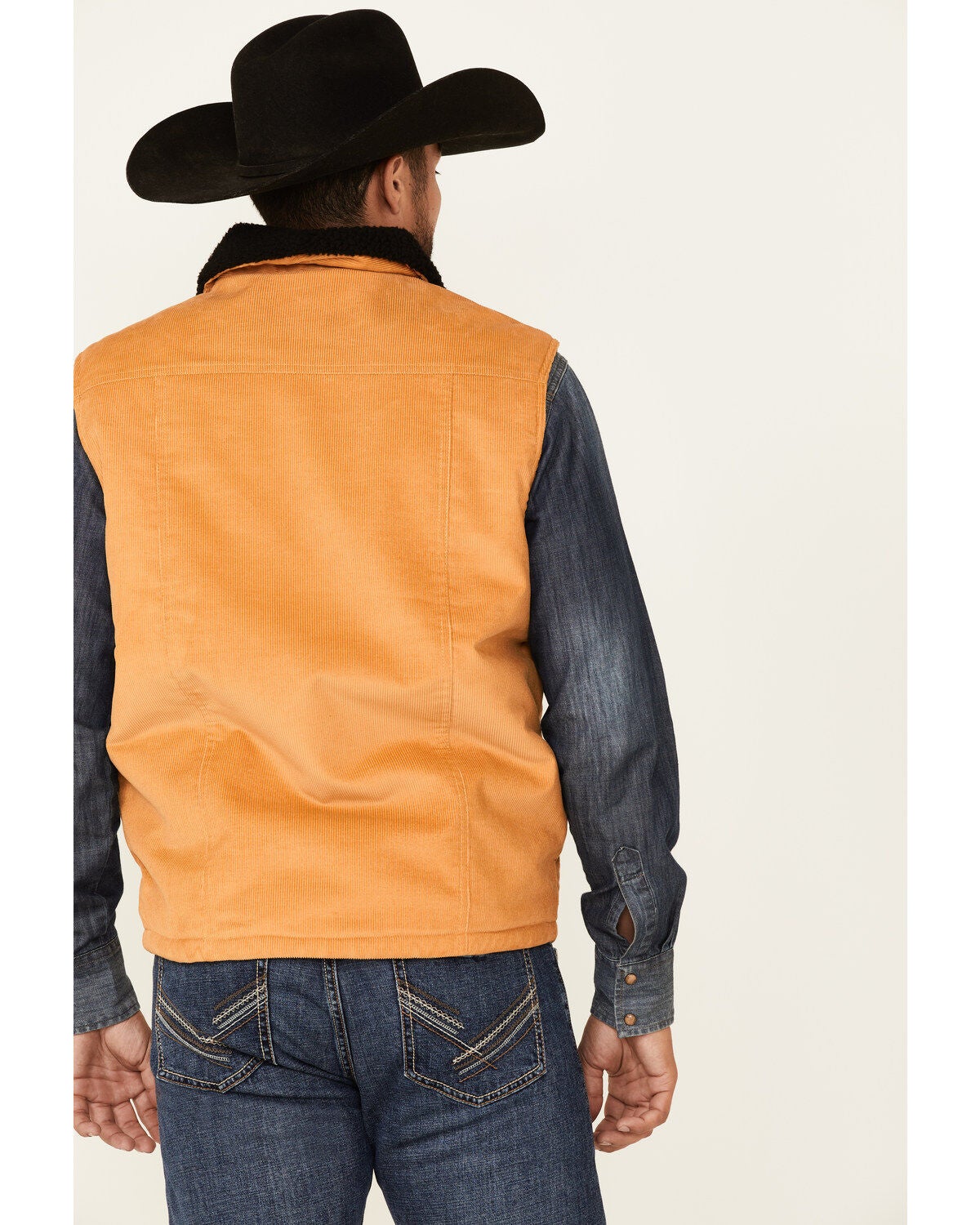 Image #4 - Cinch Men's Gold Sherpa-Lined Corduroy Zip-Front Vest, , hi-res