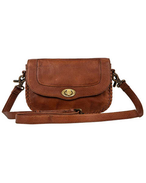 Image #1 - Myra Bag Women's Lobeth Accent Leather And Hairon Crossbody Bag , Brown, hi-res