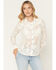 Image #1 - Shyanne Women's Solid Lace Long Sleeve Snap Shirt, Cream, hi-res